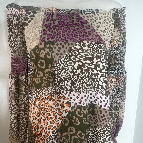 Est. 1946 Animal Print Top Blouse Size Xs Boho Peasant Patchwork Leopard - Picture 3 of 6